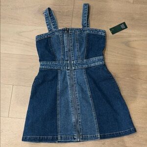 Denim Mini Dress with Straps